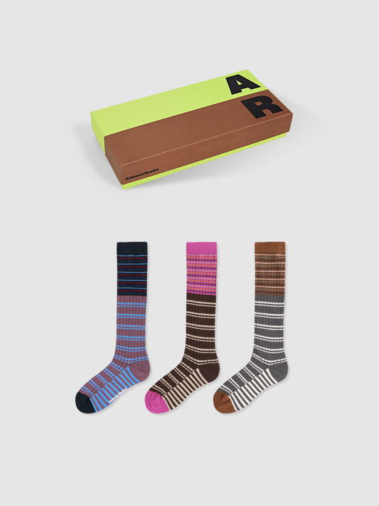 Contrast Stripe Calf Socks Box
