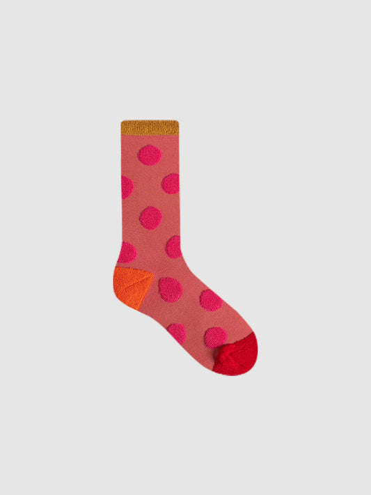 Coral Polka Crew Sock