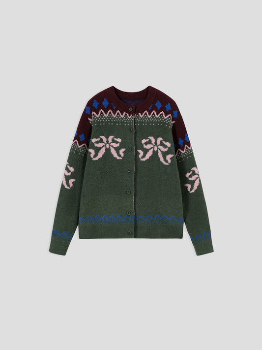 Tribal Motif Soft Sherpa Cardigan