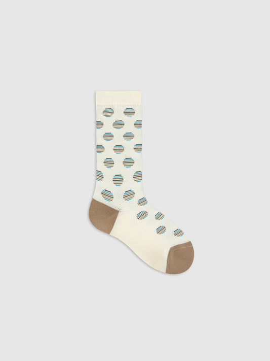 Mixed-Color Polka Dot Glossy Crew Sock