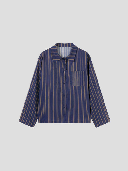 Patterned Striped Long-Sleeve Loungewear