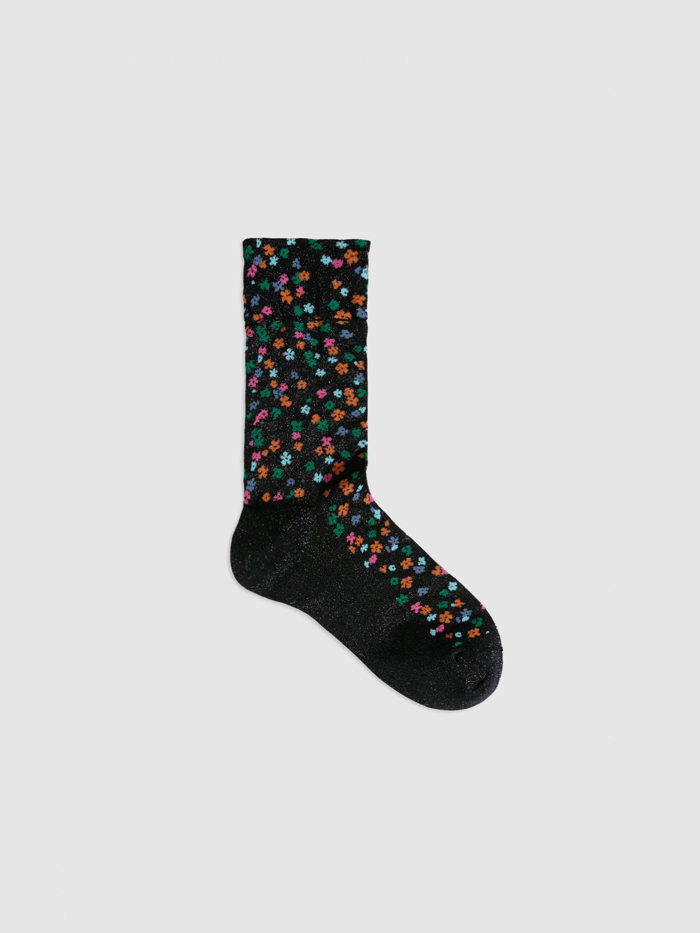 Floral Metallic Crew Socks