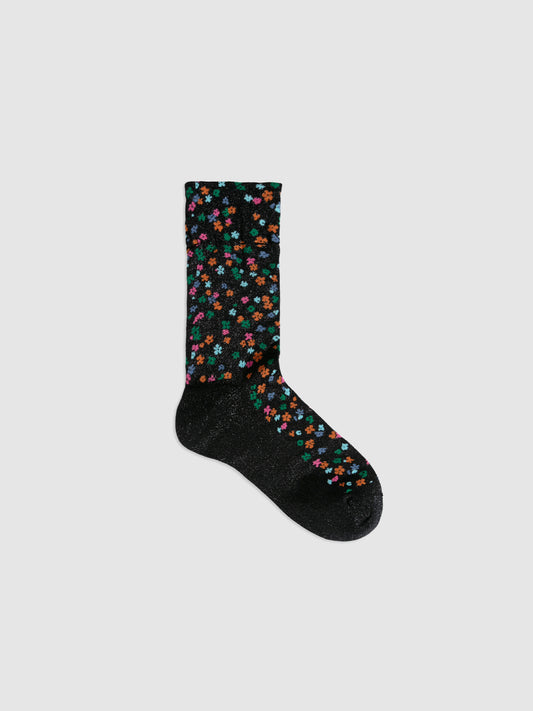 Floral Metallic Crew Socks
