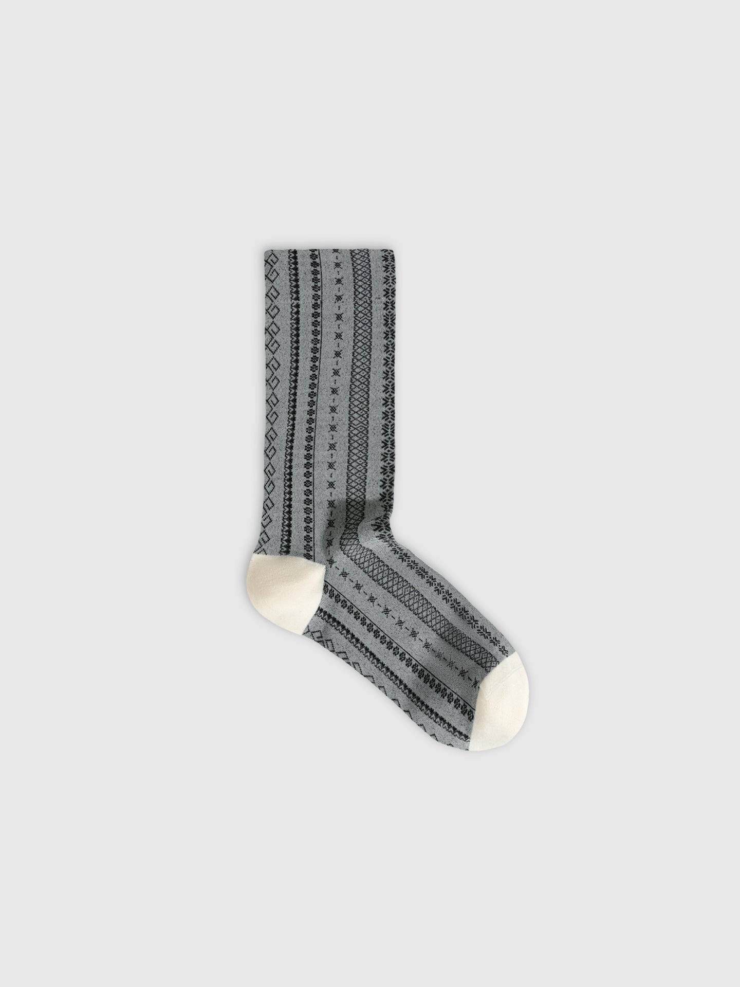Brocade-Textured Double Cuff Crew Sock