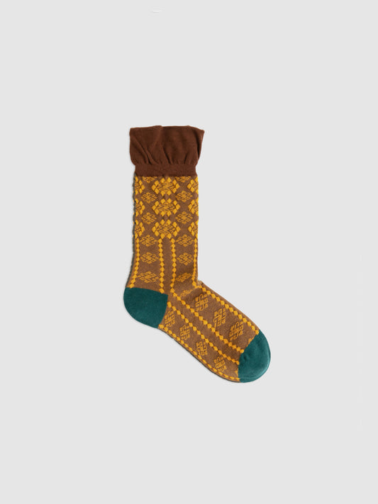 Contrast Trim Patterned Crew Sock