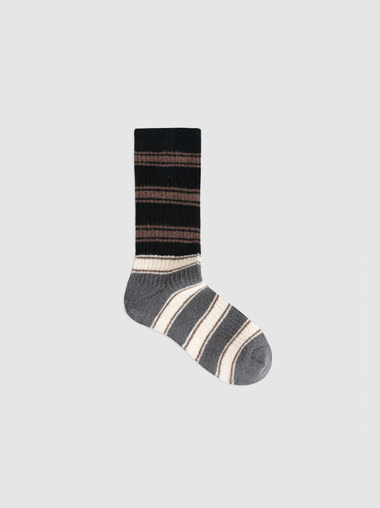 Contrast Stripe Terry Crew Sock