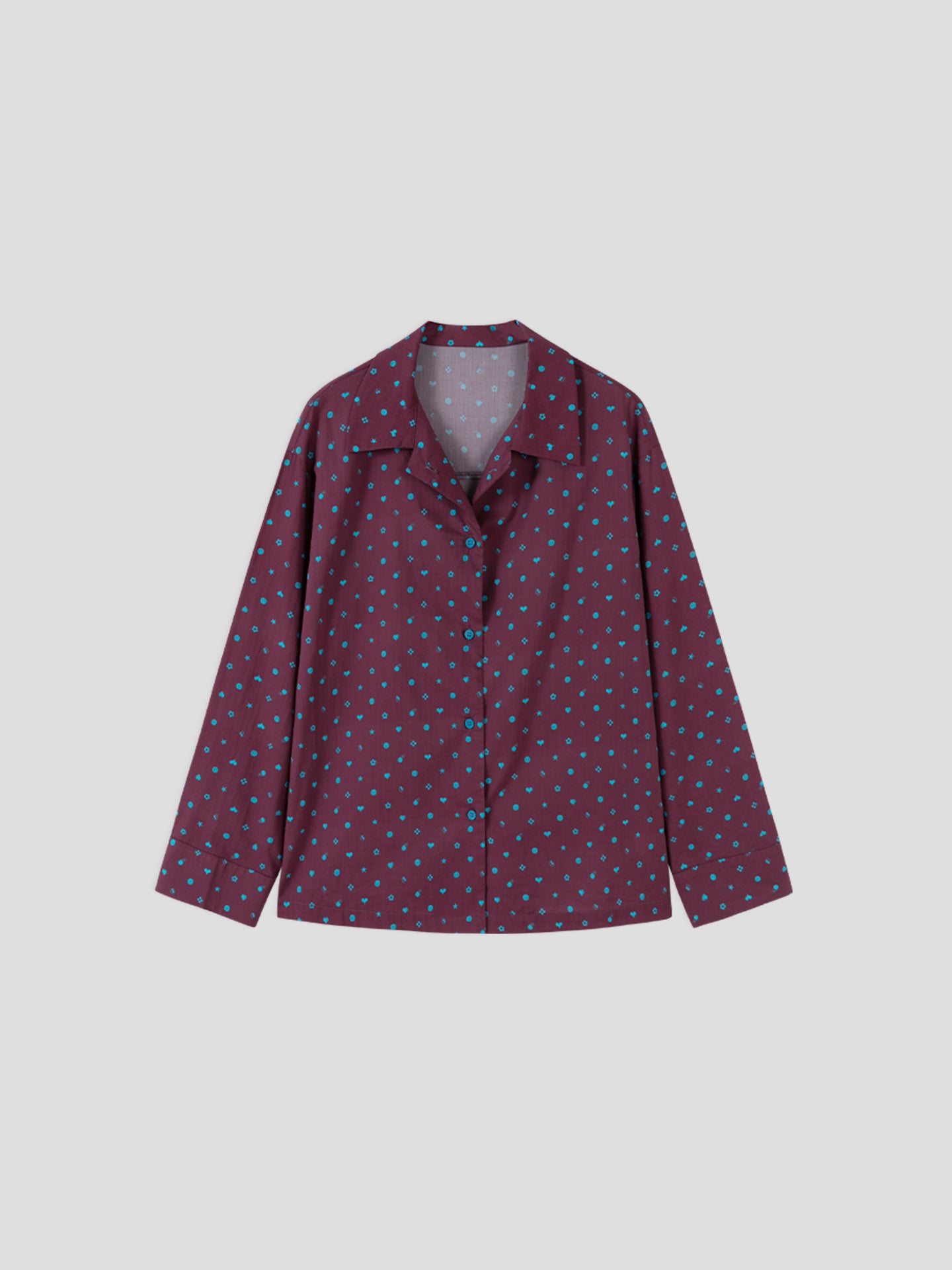 Printed Symbol & Polka Dot Loungewear Set