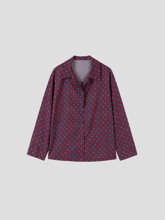 Printed Symbol & Polka Dot Loungewear Set