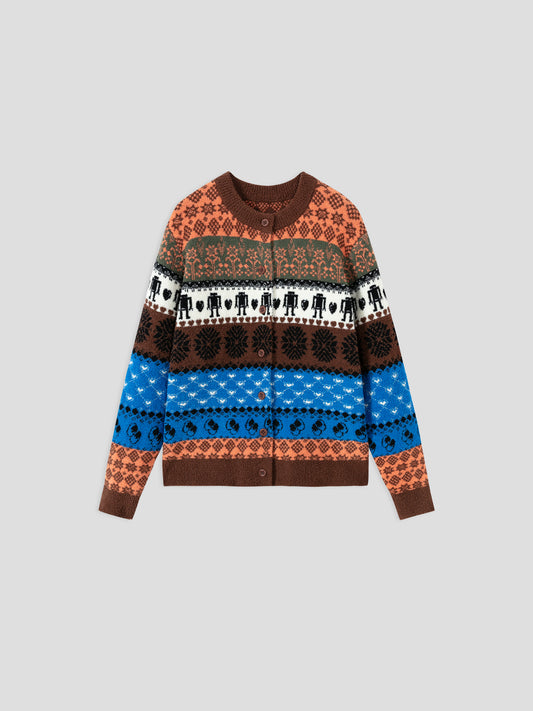 Tribal Motif Soft Sherpa Cardigan