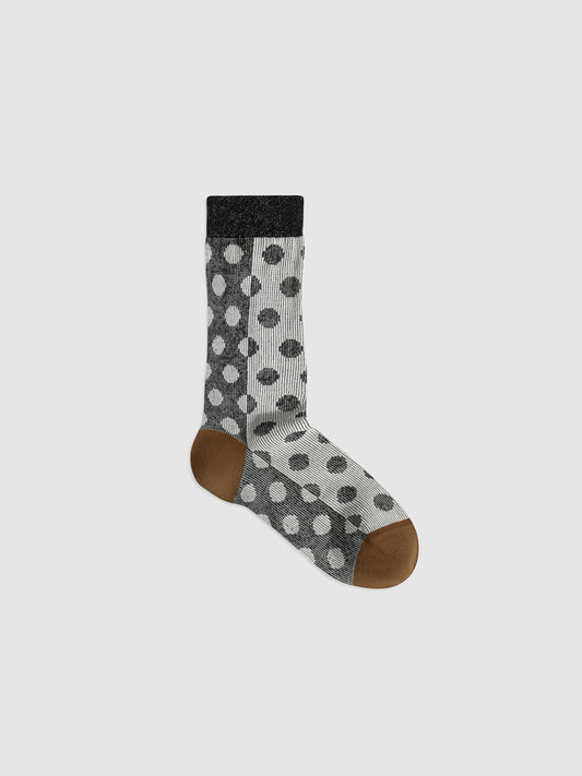 Textured Dot & Stripe Mesh Crew Sock