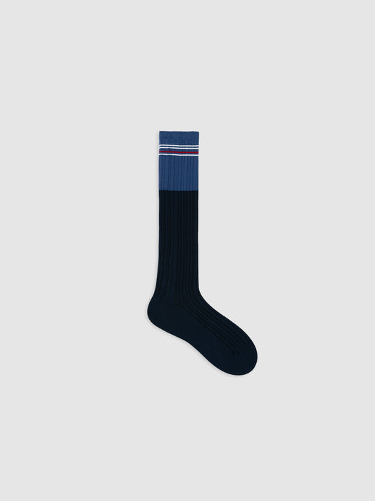 Bold Striped Trim Calf Sock