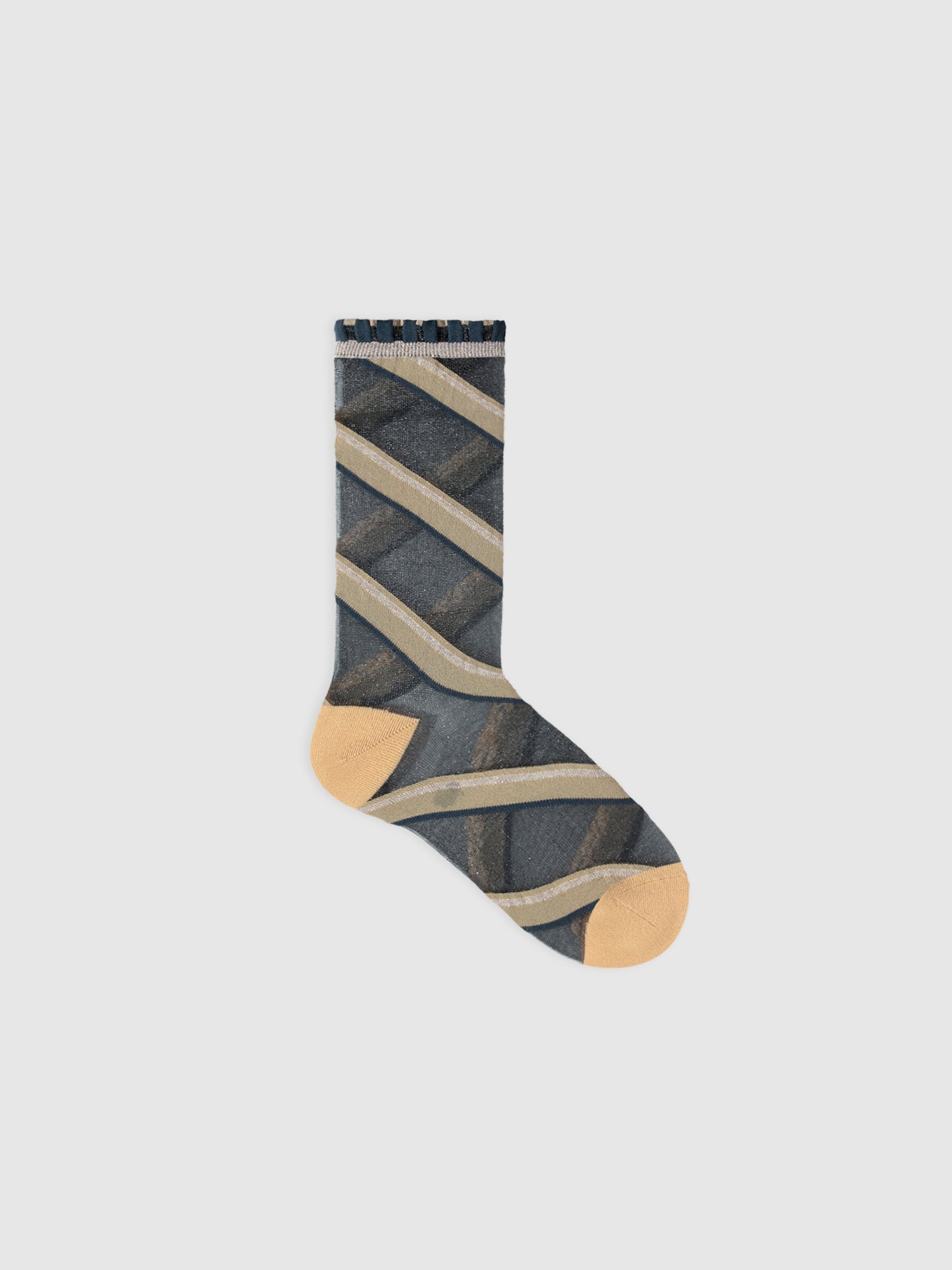 Melange Diagonal Stripe Crew Socks