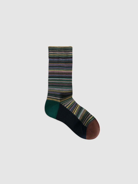 Color-Woven Striped Mid-Calf Socks