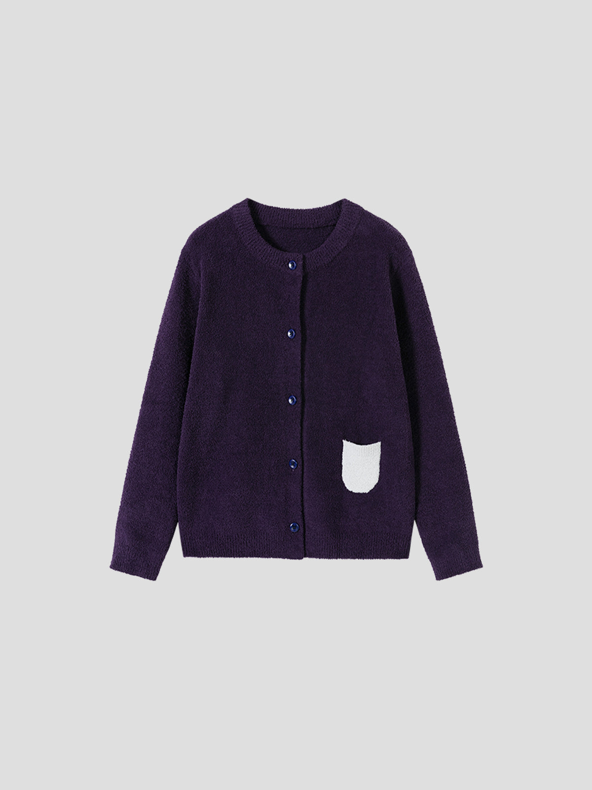 Contrast-Color Pocket Half-Velvet Cardigan Loungewear
