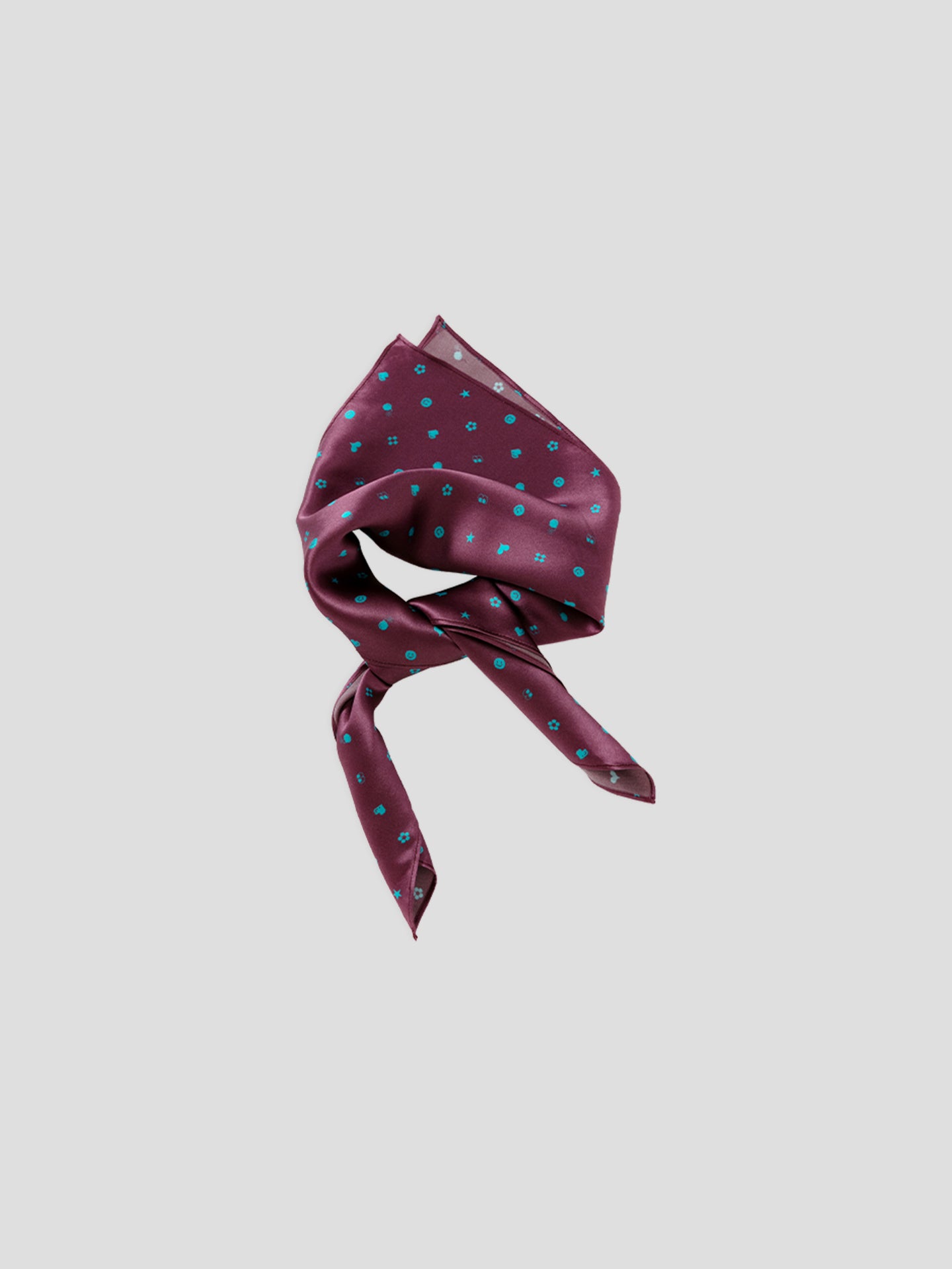Printed Symbol & Polka Dot Silk Scarf