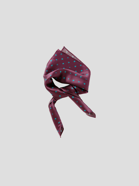 Printed Symbol & Polka Dot Silk Scarf