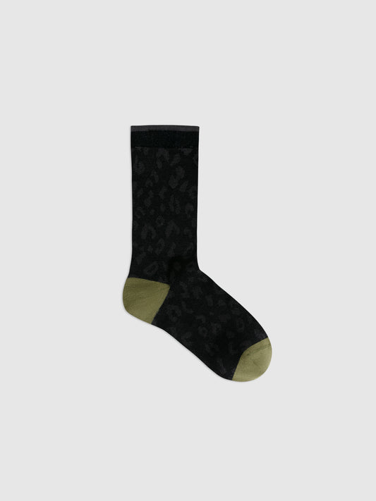 Leopard Jacquard Crew Socks