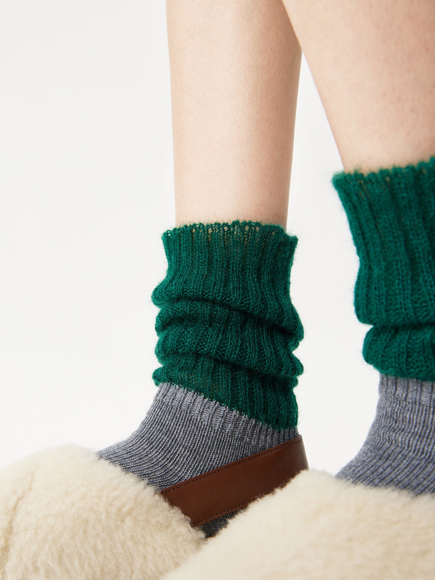 Two-Tone Mohair Slouch Sock