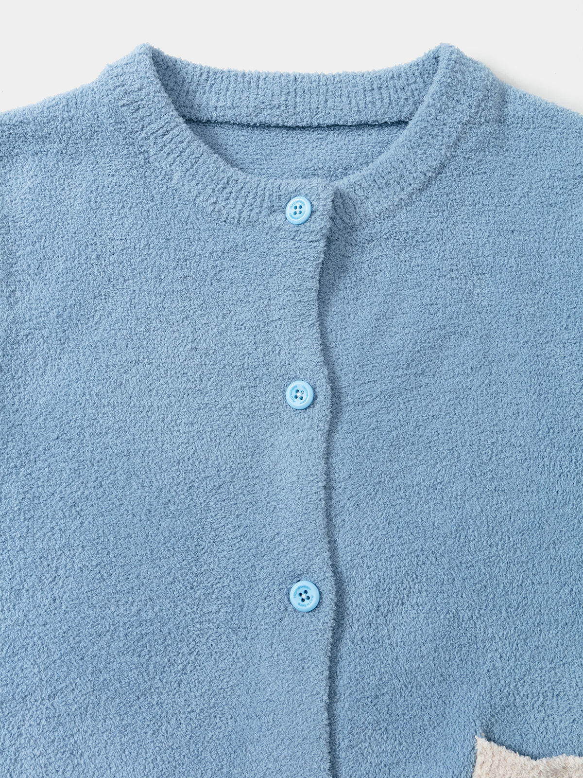 Contrast-Color Pocket Half-Velvet Cardigan Loungewear