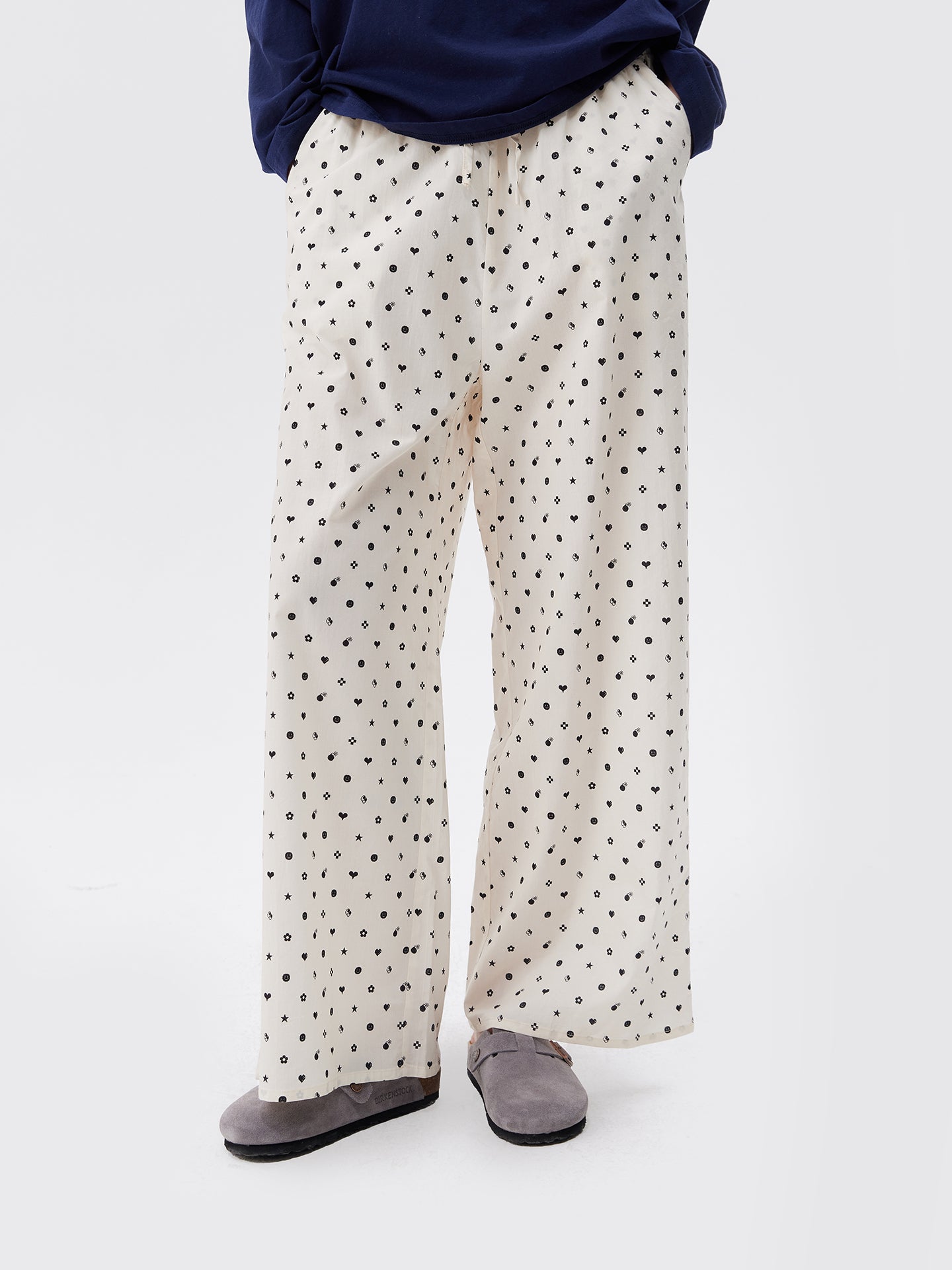 Printed Symbol & Polka Dot Loungewear Set