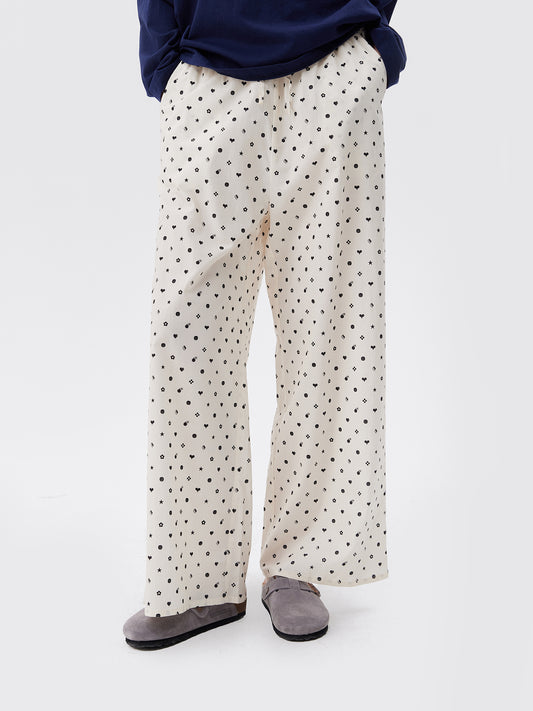Printed Symbol & Polka Dot Loungewear Set