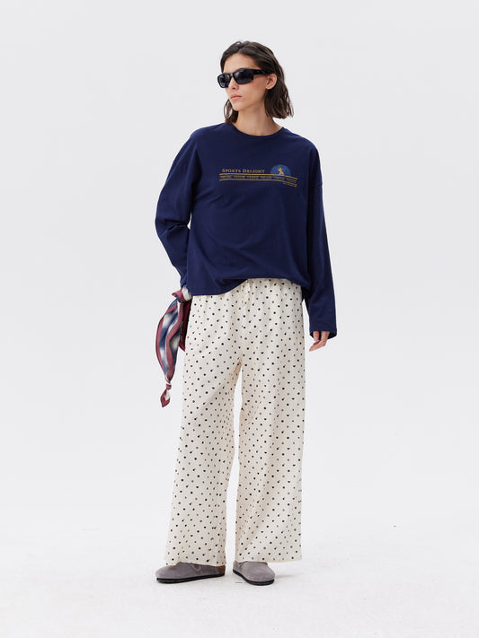 Printed Symbol & Polka Dot Loungewear Set