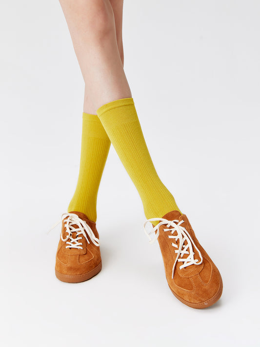 Chain Pattern Silk Blend Crew Socks