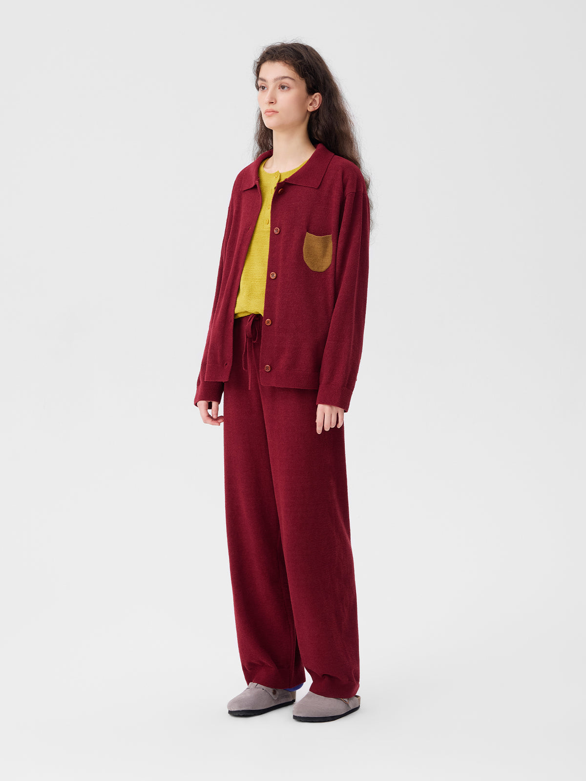 Contrasting-Color Pocketed Lightweight Fleece Loungewear