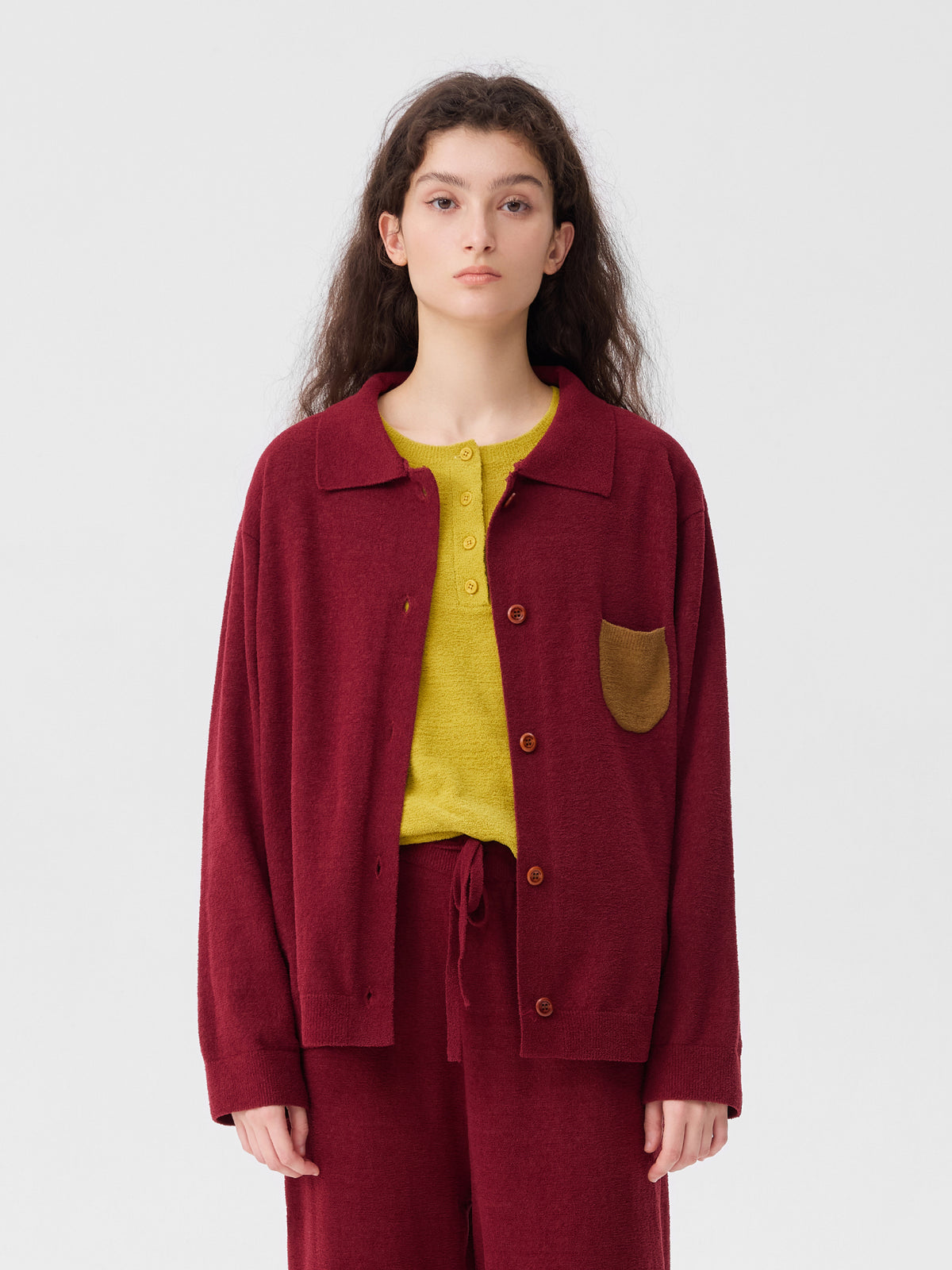 Contrasting-Color Pocketed Lightweight Fleece Loungewear