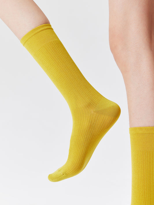 Chain Pattern Silk Blend Crew Socks