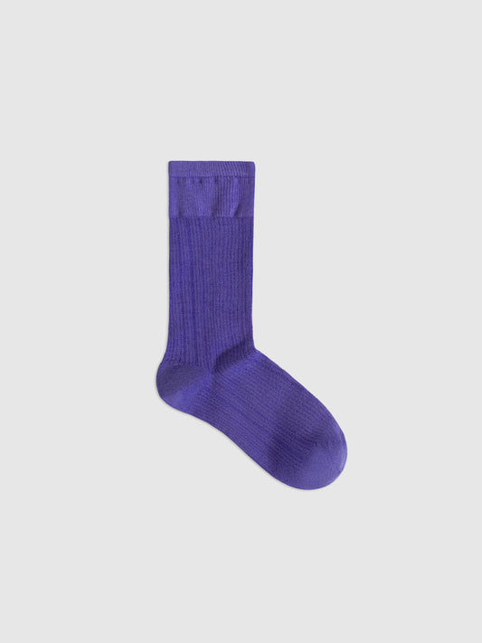 Chain Pattern Silk Blend Crew Socks