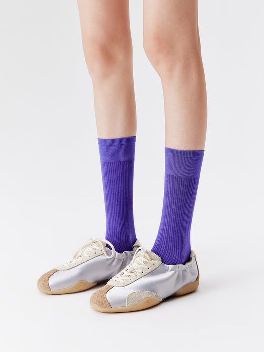 Chain Pattern Silk Blend Crew Socks