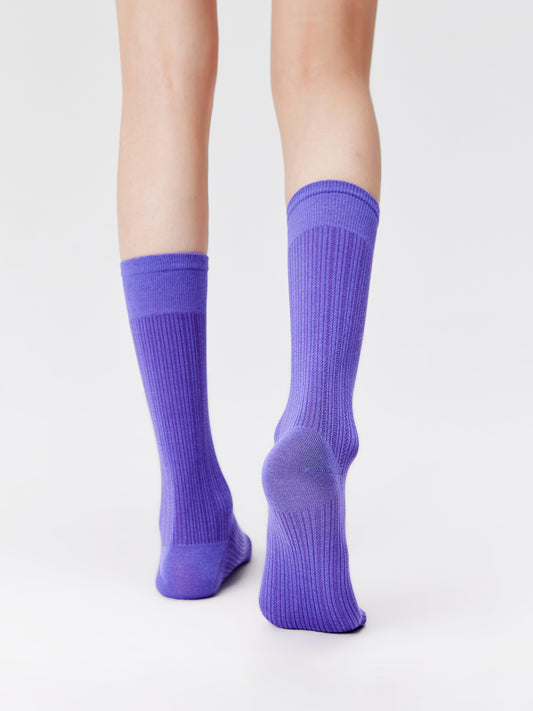 Chain Pattern Silk Blend Crew Socks