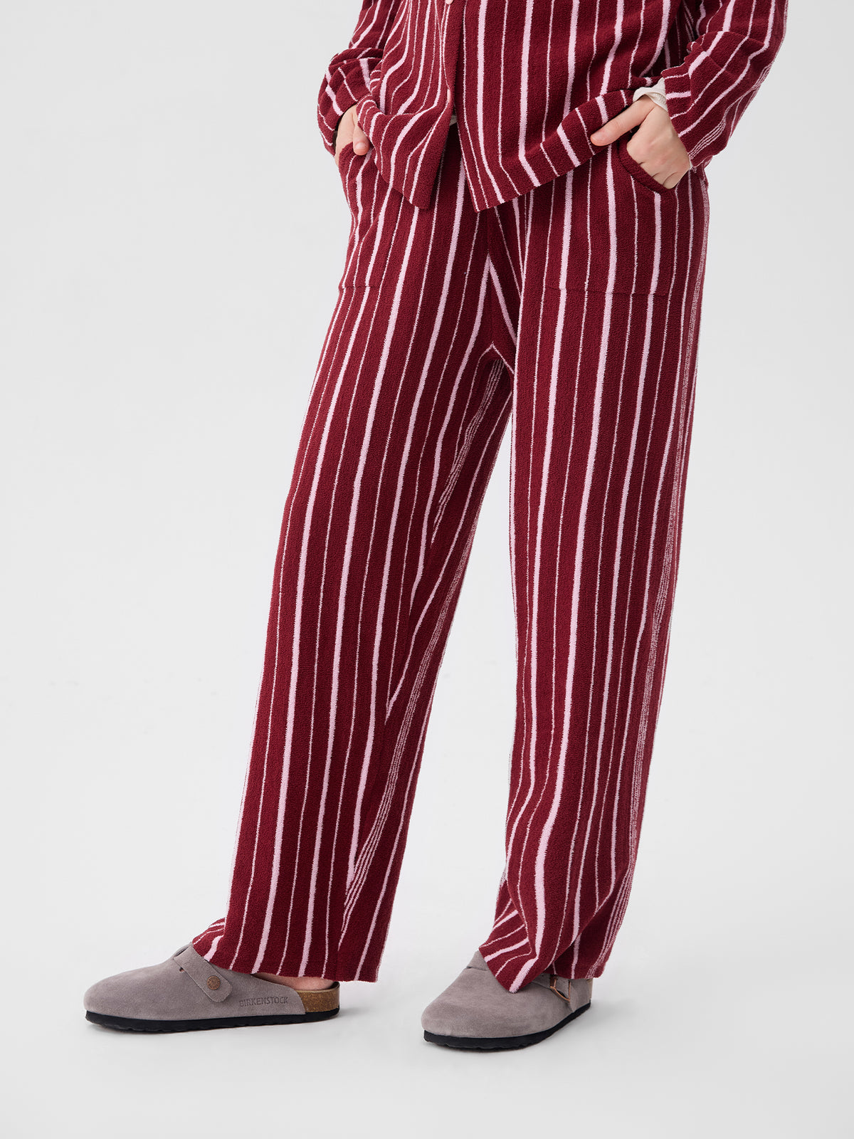 Patchwork-Striped High-Count Half-Velvet Loungewear