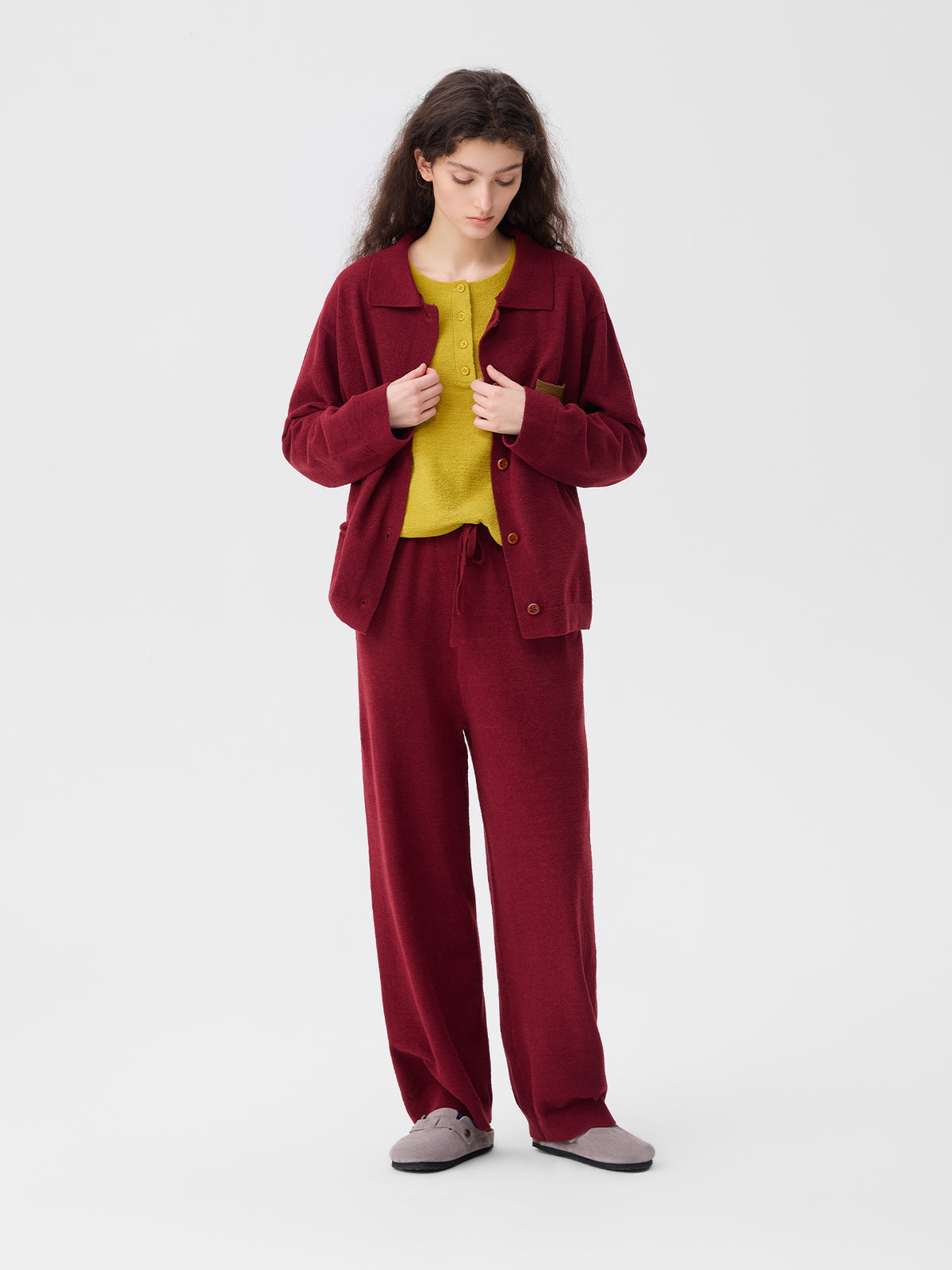 Contrasting-Color Pocketed Lightweight Fleece Loungewear
