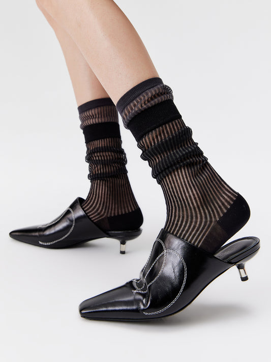 Layered Contrast Calf Socks