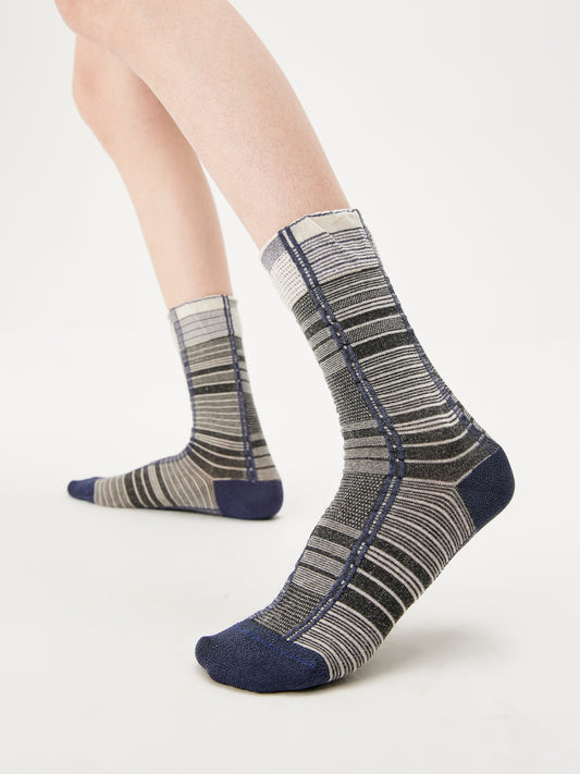 Colorblock Check Crew Socks