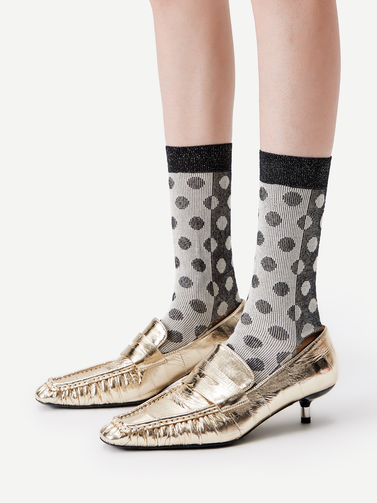 Textured Dot & Stripe Mesh Crew Sock