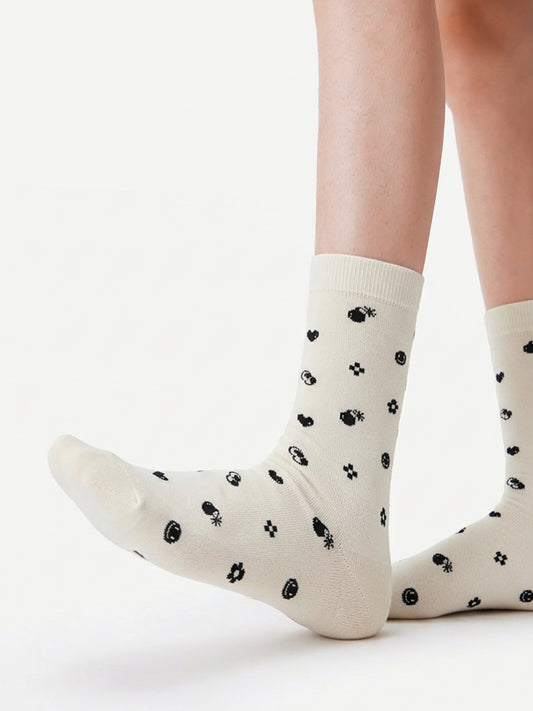 Smiley Dot Crew Socks
