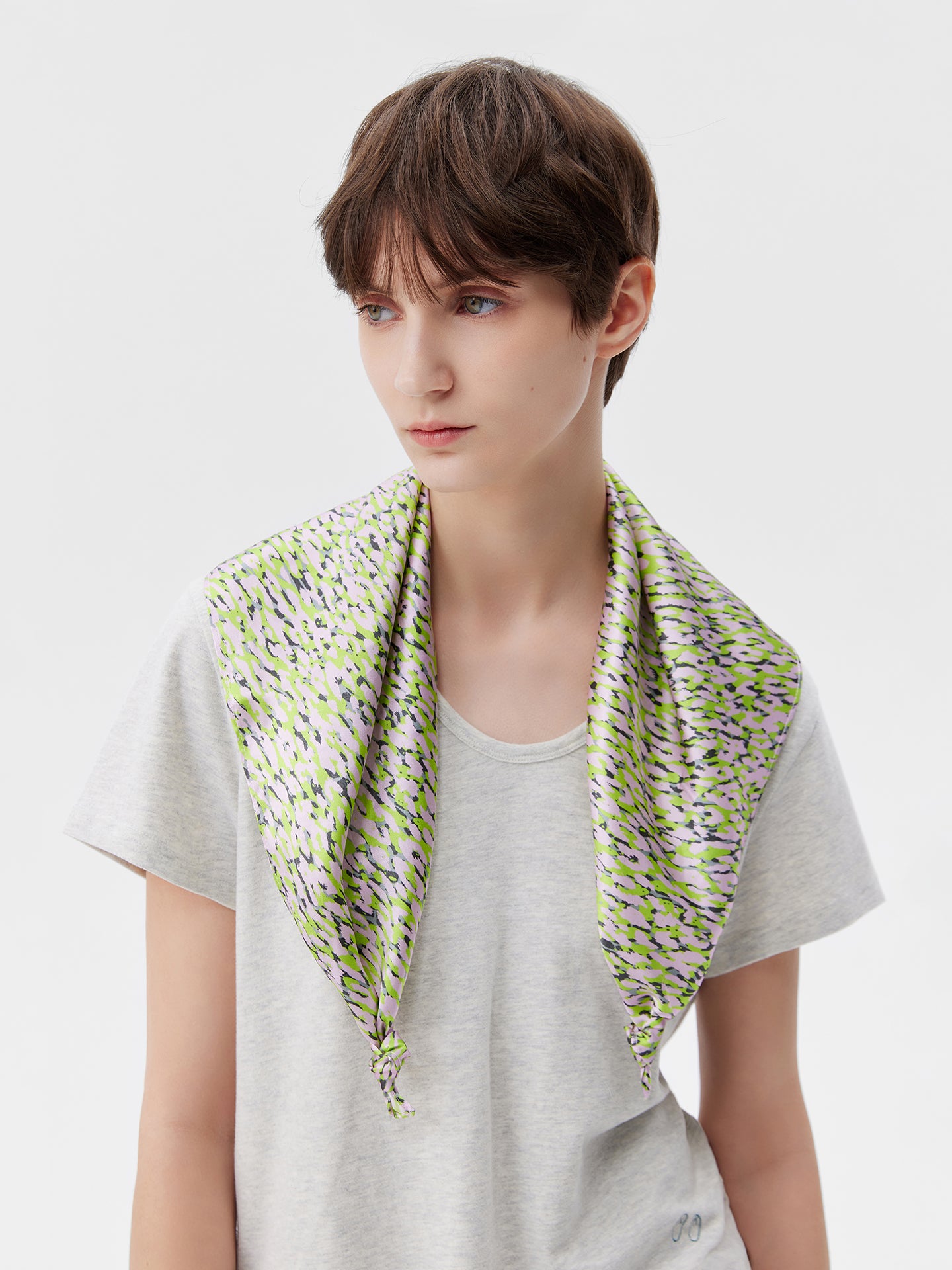 Heathered Print Silk Scarf