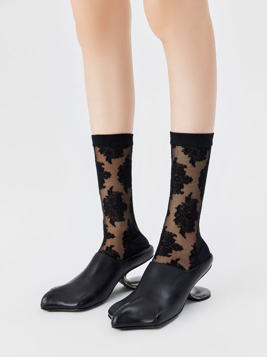 Lace Jacquard Breathable Translucent Sock