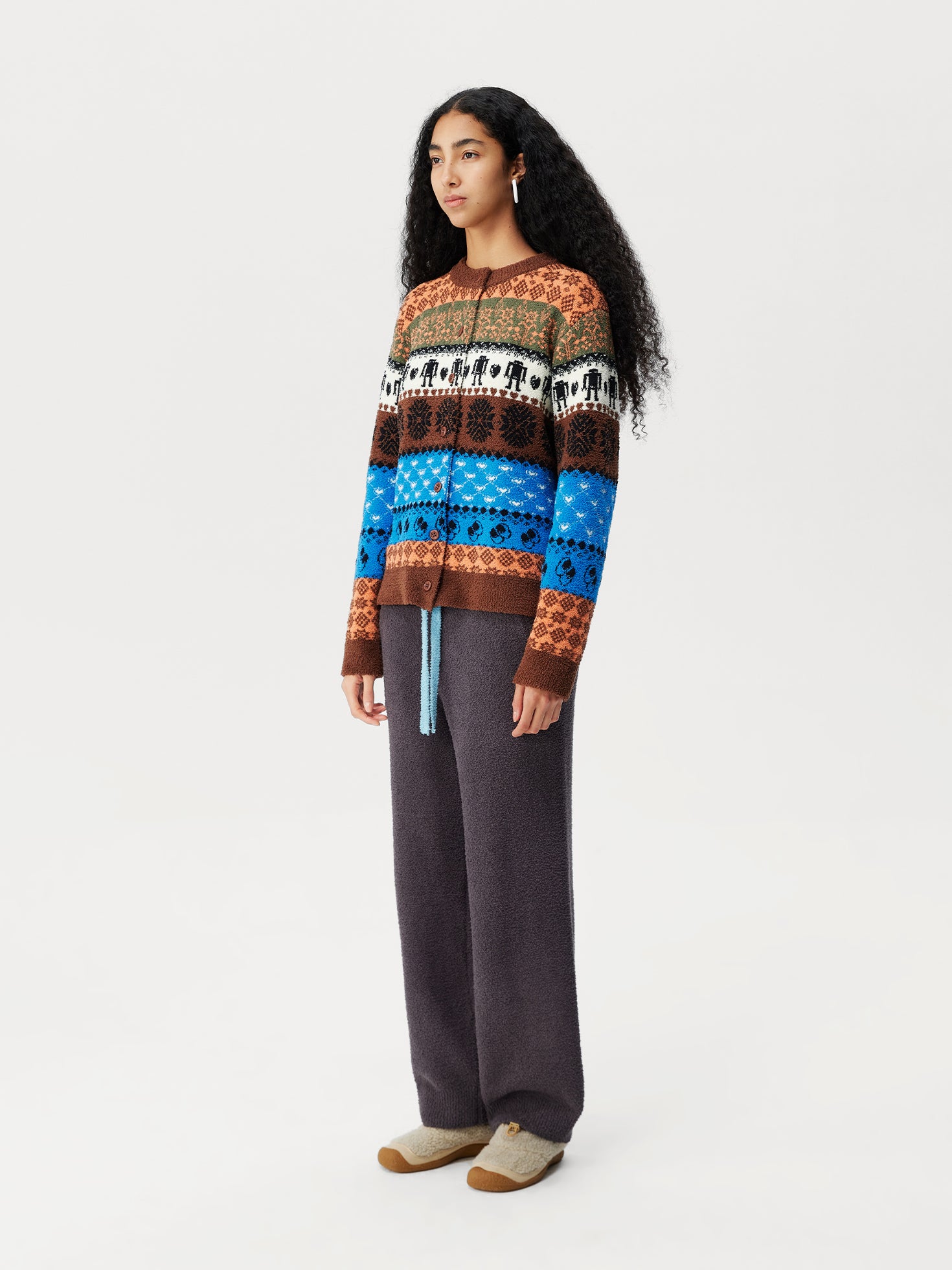 Tribal Motif Soft Sherpa Cardigan