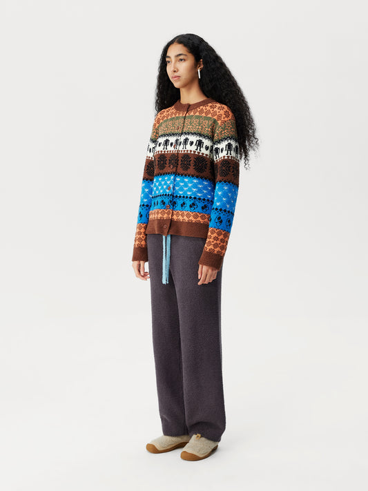 Tribal Motif Soft Sherpa Cardigan