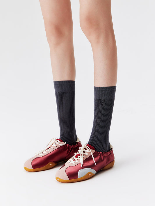 Chain Pattern Silk Blend Crew Socks