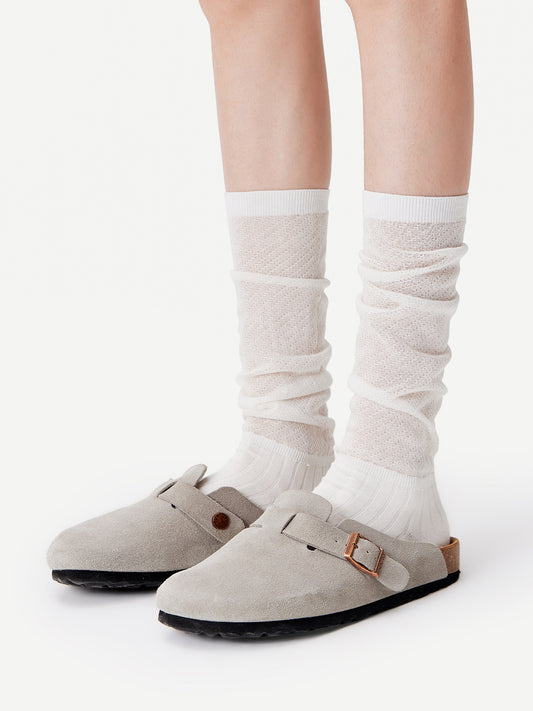 Textured Fine Stripe Calf Sock