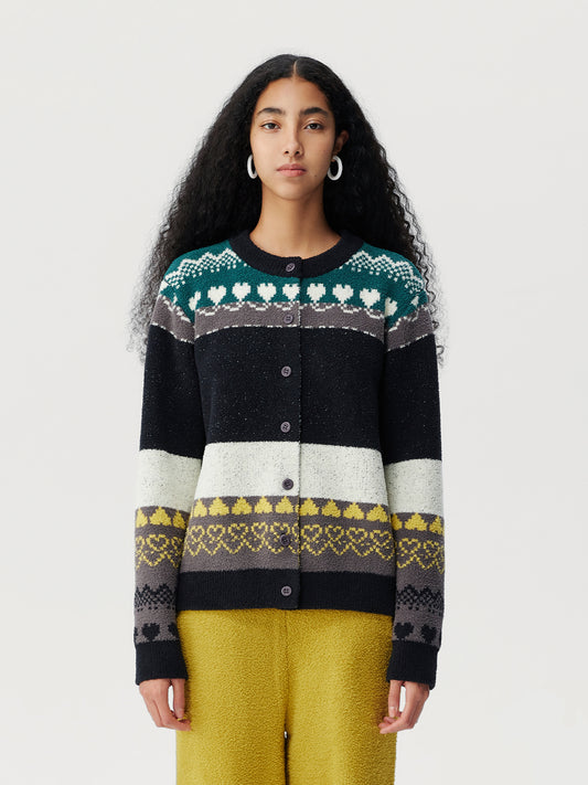 Tribal Motif Soft Sherpa Cardigan