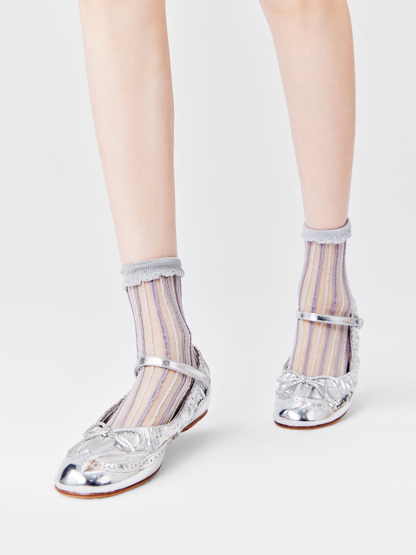 Picot Rib Crew Socks