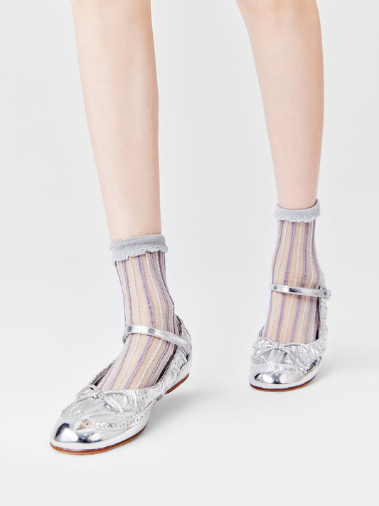 Picot Rib Crew Socks