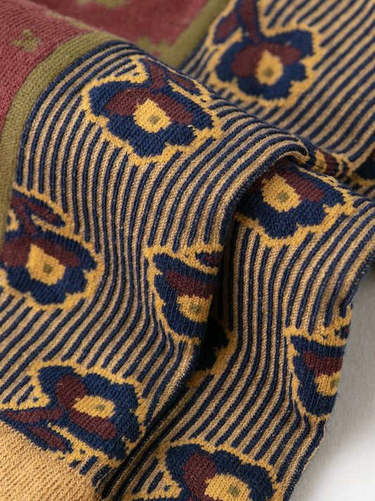 Color Block Floral Crew Sock