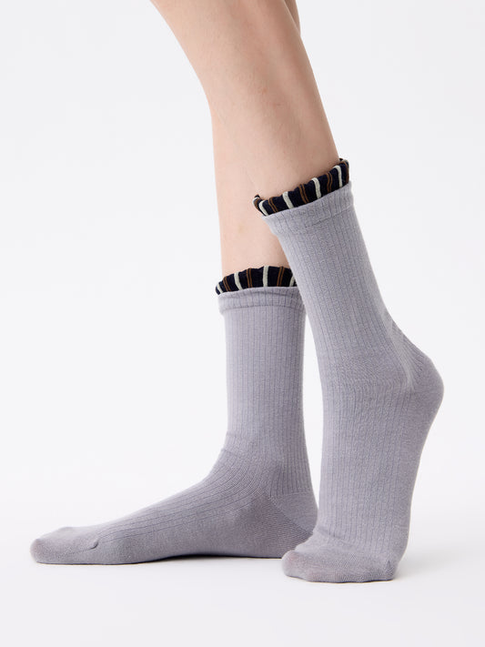 Lace-Top Mid-Calf Socks